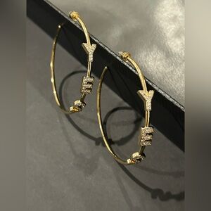 Kleinfeld Gold Letter Hoop Earrings - YES Accent